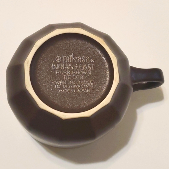 Vtg Mikasa 70's Indian Feast Bark Brown Mugs or Cups and Saucers - Picture 7 of 7